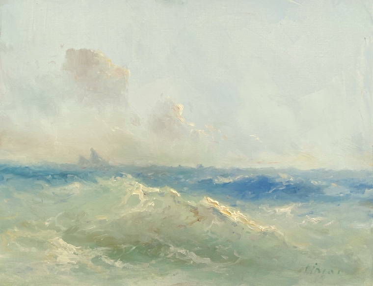 Turquoise Ocean, Original oil Painting, Museum Quality, One of a Kind          